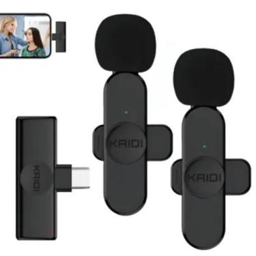 Imagem de Microfone Lapela Duplo Sem Fio Para Celular Profissional Kaidi KMF6, U