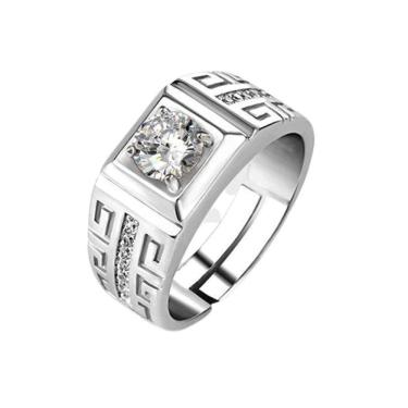 Imagem de Anel Prata 925 Pedra Zircônia Trabalhado Ajustável