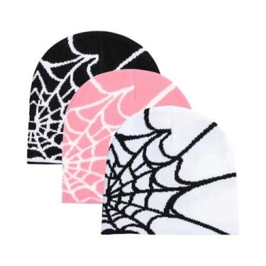 Imagem de Chapéus Femininos De Malha Com Teia De Aranha Y2K, Pacote Com 3, Elást