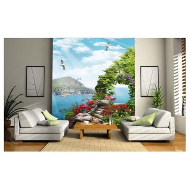 Imagem de Papel De Parede Paisagem Digital Mar Flores  Dav04