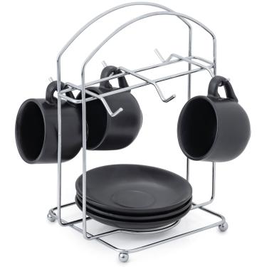 Imagem de Porta Xícaras De Café e Pires Suporte Cromado Organizador Cozinha