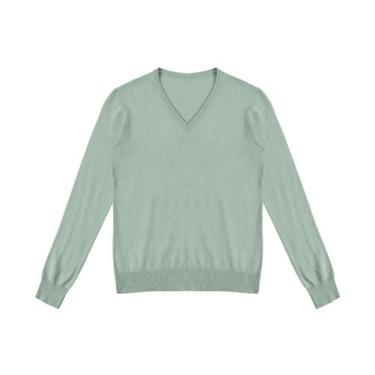Imagem de Sueter Feminino Gola V Em Tricot Rovitex Verde, GG, Verde