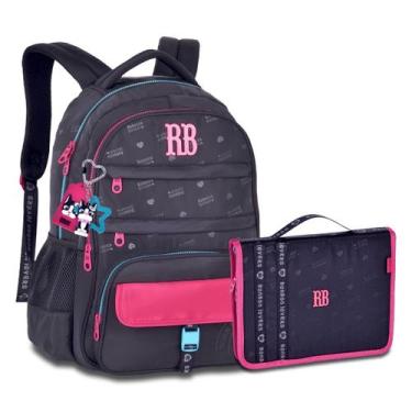 Imagem de Mochila Resistente com Estojo Fichário Grande Kit Rebecca Bonbon, Pret
