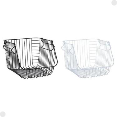 Imagem de Cesto Organizador Empilhável Quadrado Grande 30070051 Mor, Branco