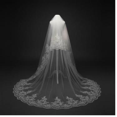 Imagem de Véu de Noiva Longo 3x1,5 Metros com Renda Elegante Festa - - anjo da m
