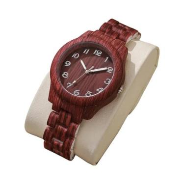 Imagem de Relógio Feminino Casual Com Padrão De Madeira, Pulseira De Plástico, R