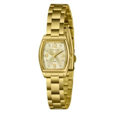 Imagem de Relógio lince feminino dourado retangular lqgh265l22 c2kx
