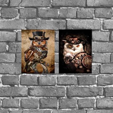 Imagem de Kit 2 Placas Decorativas Corujas 18x27cm