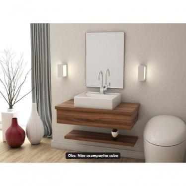 Imagem de Conjunto Bancada, Prateleira E Espelheira Ktme807 Carvalho Dark Nogal 