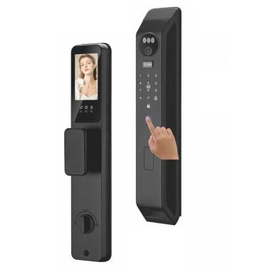 Imagem de Fechadura Eletrônica Digital a 0110WF Wi Fi App Biometria Facial para Porta de Madeira Alumínio
