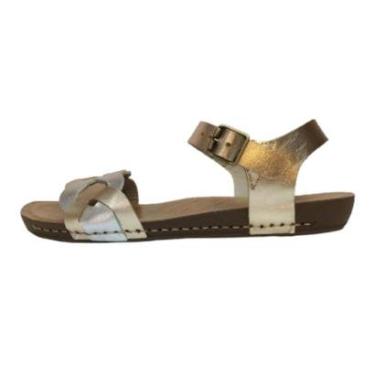 Imagem de Sandália Anatomica Andacco Confort Dourada com Prata Couro-Feminino