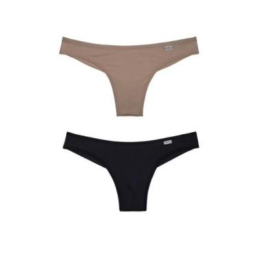 Imagem de Kit com 2 Calcinhas Fio Dental DelRio 57870 Chocolate/Preto, G, Chocol