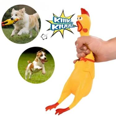 Imagem de Brinquedo Para Cachorro Galinha De Borracha Interativa Entrega Ágil - 
