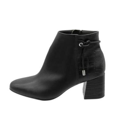 Imagem de Bota Beira Rio Cano Curto Salto Bloco, Preto, 37