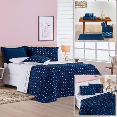 Imagem de Cobre Leito + Jogo de Cama King + Jogo de Banho Petit Poá 12 Peças 100