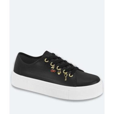 Imagem de Tênis Casual Feminino Pingente Moleca Preto-34160, 37, Preto