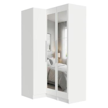 Imagem de Guarda-roupa Modulado De Canto 3 Portas Com Espelhos Branco Neo Madesa