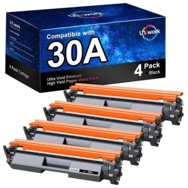 Imagem de Uniwork Paquete de 4 Cartuchos de Tóner Negro 30A Compatibles con HP