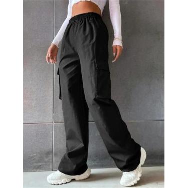Imagem de Calças Cargo Femininas Oversized De Cintura Alta Vintage Streetwear Co