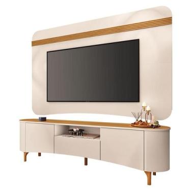 Imagem de Rack Bancada Elara com Painel Armony Off White Cinamomo - HB Móveis - 