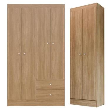 Imagem de Guarda Roupa Solteiro Versa 4 Portas com Armário Multiuso Aura Freijó 