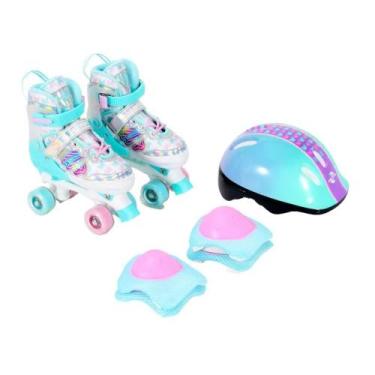 Imagem de Patins Quad Ajustável De Borboleta Com Kit Proteção, Acolchoado, Trava