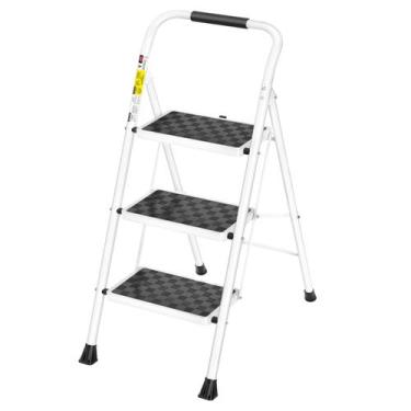 Imagem de Escada dobrável de 3 degraus HBTower com pedal antiderrapante