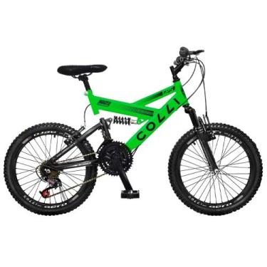 Imagem de Bicicleta Colli Gps Dupla Suspensão Aro 20 Verde Neon