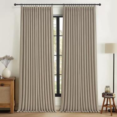 Imagem de Cortinas de porta de pátio deslizantes cinza-acinzentado claro com 2 painéis, 2 painéis, cortina térmica de linho de 2 camadas com trilho de teto e aba traseira para dormitório, marrom acinzentado v