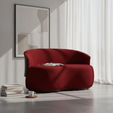 Imagem de Namoradeira Decorativa Beatriz Orgânica Composê Couro Marrom Suede Ver