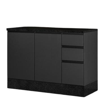 Imagem de Balcão com Tampo Etna 3 Portas 2 Gavetas MDP e MDF 120CM Grafite Poliman Móveis