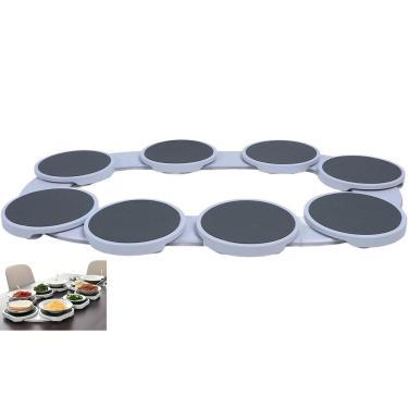 Imagem de Plataforma Giratória SU-SIRVA 360 Graus 8 Bandejas Antiderrapante ABS para Mesa de Jantar Branco Leva Pra Casa