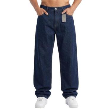 Imagem de Calça Jeans Balão Oncross Azul Costura Dourada Streetwear 4001 Cor:Azu
