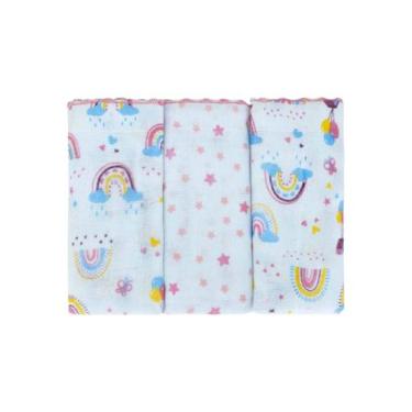 Imagem de Fralda com 03 Unidades 100% Algodão Bebê 68Cm X 70Cm Bublim Petit Meni