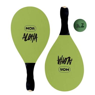 Imagem de Jogo Completo Frescobol Mor Aloha de Madeira Revestida com Raquetes em E.V.A e Bola de Borracha Verde Mor 45CM