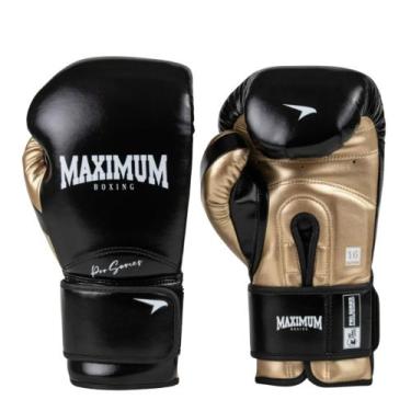 Imagem de Luva Boxe Muay Thai Profissional Cor PRO Preto e Dourado Maximum Pro S