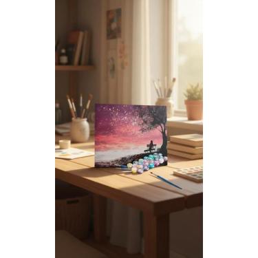 Imagem de Kit Pintura Numerada Terapêutica Fim de Tarde Completo - Congratulatio