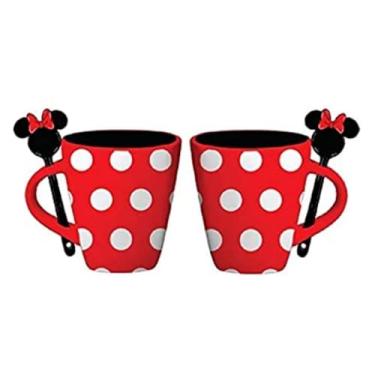 Imagem de Disney Minnie, vestido de bolinhas, caneca de 325 ml com colher, vermelho e branco