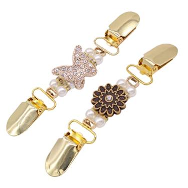 Imagem de LUOZZY 2 peças clipes de vestido vintage suéter xale clipes cardigã, clipe para camisa, broche, broches dourados, grampo de vestido para mulheres e meninas