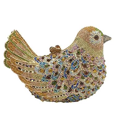 Imagem de Boutique De FGG Bolsa clutch de cristal de pássaro para mulheres, elegante com strass, bolsa para noite, pombo, formatura, bolsa clutch para casamento, mini, Multicolorido 27, Small