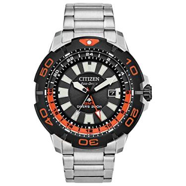 Imagem de Citizen Relógio de mergulho masculino Eco-Drive Promaster, mostrador preto, aço inoxidável, prata (modelo: BJ7129-56E), Pulseira de prata, mostrador preto, Mergulhador, relógio de mergulho