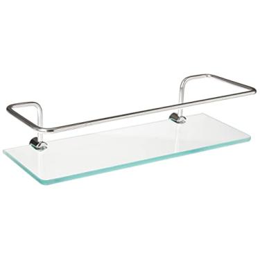 Imagem de Atlas - Prateleira de Vidro com Bordas Lapidadas de 30x10cm e Haste Metálica com Buchas e Parafusos para Fixação