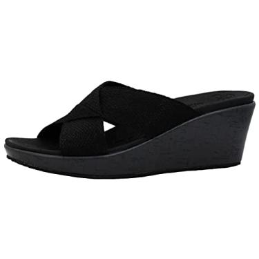 Imagem de Skechers Cali Sand lia feminina Beverlee Delighted Wedge, Preto/preto, 9