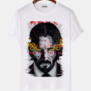 Imagem de Camiseta masculina John Wick Capa Filme Japão Arte Camisa Blusa Branca Estampada