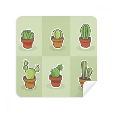 Imagem de Tecido de camurça para suculentas cacto em vaso com estampa de ilustração de plantas para óculos, tecido de camurça, pacote com 2