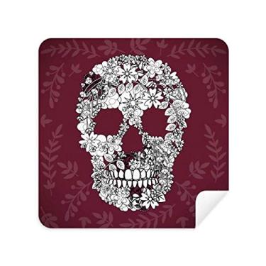 Imagem de Pano de limpeza de óculos Flowers Bones México Dia dos Mortos Tecido de camurça 2 peças