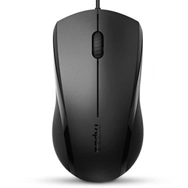 Imagem de RAPOO Mouse silencioso com fio, 1000 DPI 1,5 m botão silencioso para computador óptico, uso na mão esquerda direita, para laptop Chromebook Mac Notebook, preto fosco
