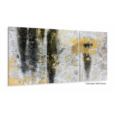 Imagem de Quadro Decorativo Abstrato Amarelo Cinza 120x60 3 peças