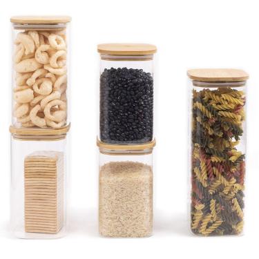 Imagem de Kit Potes Hermeticos Vidro Quad Flat 1900/1400/1100Ml - 5Pçs