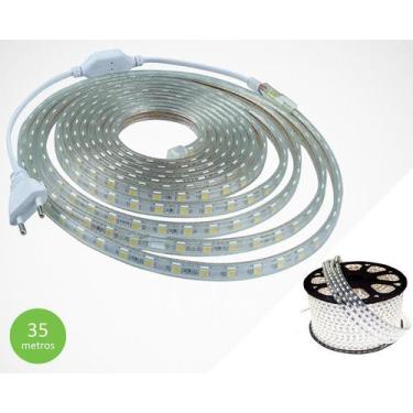 Imagem de Fita Mangueira Led 5050 Branco Frio 220V 35M + Adaptador - Green Age